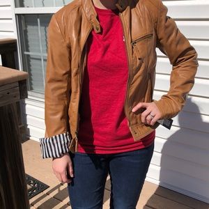 Fitted Leather jacket cognac color
